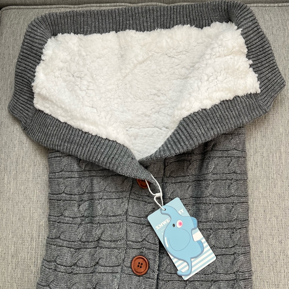 Baby Sherpa cable knit Sleeping bag/ Swaddle blanket